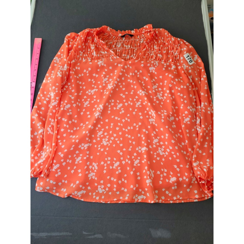 Dokotoo Womens 2XL Abstract V-Neck Long Sleeve Chiffon Smocked Blouse